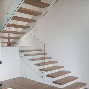 Cầu Thang Gỗ nổi hiện đại với lan can kính và hỗ trợ thép ẩn cho không gian nội thất mở - Product Image 4