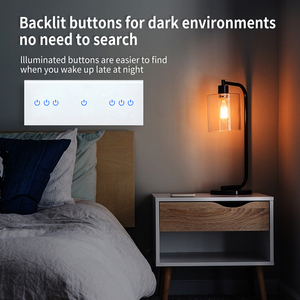 Interruptor de pared de Panel táctil WiFi tipo 225, indicador LED 10A Max. ABS Google Home Alexa para Tuya APP Control Retro 3/4/5/6/7/8/9 Gang - Product Image 4