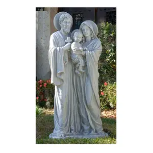 白色大理石真人大小的家庭与儿童雕像，神圣的家庭户外雕像