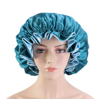 Bonnet de douche large pour femme, double couche, réglable, en satin de soie, pour cheveux bouclés, bonnets pour dormir