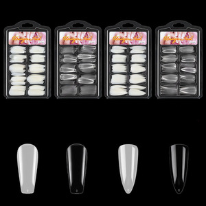 Uñas Postizas Francesas 3D en Forma de Ataúd, 100 Piezas, Forma de Gota de Agua, Color Natural, Gel DIY, Uñas Extendidas Completamente Aplicadas - Product Image 2