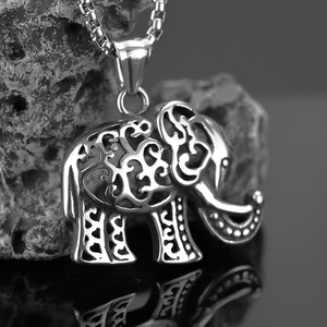 yunnique Stainless Steel Men's <b>Elephant</b> Pendant Hollow Animal Design Necklace Charm <b>Gift</b> - Product Image 1