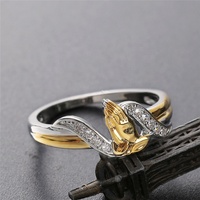 Anneaux de prière religieux chrétiens sacrés en argent et or à deux tons avec sertissage à griffes en CZ tendance pour hommes et femmes