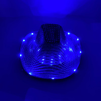 Chapeau de cow-boy à paillettes LED personnalisé en gros pour Halloween avec paillettes pour les spectacles de fête Chapeau de cow-boy cowgirl