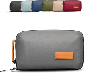 旅行储物袋小型电子收纳袋，适用于旅行高级旅行箱，配有皮革装饰技术包收纳袋