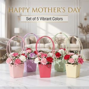 Borsa Regalo in Carta per Fiori, Borsa Portatile Impermeabile per Bouquet, Scatola per Composizioni Floreali, Borsa Regalo per la Festa della Mamma - Product Image 5