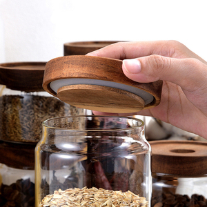 Acacia Wood Airtight Coffee Tea Spice Glass <strong>Jar</strong> Containers Sealed Glass Food <strong>Storage</strong> <strong>Jars</strong> <strong>Kitchen</strong> Organizer <strong>Storage</strong> Bottles - Product Image 4