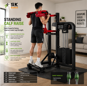 Macchina per Calf Raise SK Regolabile per Allenamento Gambe e Schiena, Attrezzatura Fitness <span class=keywords><strong>in</strong></span> Acciaio con Carico a Perno per Uso Domestico - Product Image 5