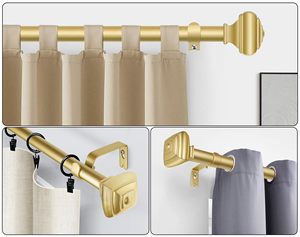 Tringles à rideaux extra longues en fer noir, construction durable, tringles à rideaux décoratives, double tringle à rideaux, tringle à rideaux de 7 pieds - Product Image 3