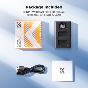 เครื่องชาร์จแบตเตอรี่ K&F Concept NP-FW50 พร้อมหน้าจอ LCD สำหรับ <span class=keywords><strong>Sony</strong></span> A7 <span class=keywords><strong>A7II</strong></span> A7RII A7SII A7S A7S2 A7R A7R2 A6000 A6500 A6300 RX10 NEX-3 - Product Image 6