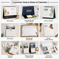 Calendrier mensuel personnalisé en gros, calendrier à feuilles mobiles, impression couleur du logo, support sur pied, calendrier de bureau avec boîte cadeau