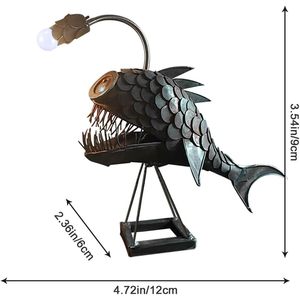 Lampe de table Cafele Angler Fish, style steampunk, ampoules LED, DC 12V, commande par interrupteur, lampe de nuit artisanale - Product Image 2