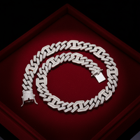 Collier chaîne cubaine épaisse en or plaqué CZ, bijoux hip-hop, zircon glacé, baguette zircon 14,5 mm, chaîne cubaine Miami Buss Down