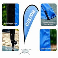 Drapeaux en polyester de publicité extérieure avec logo personnalisé tissu de soie en plumes de plage avec base en croix larme fanion de qualité supérieure