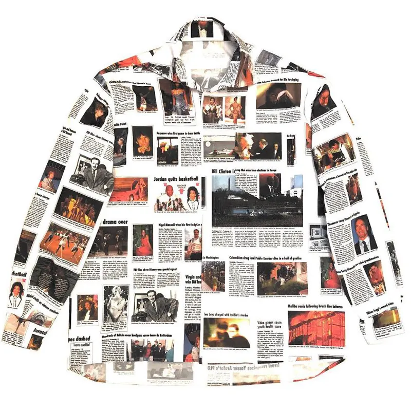 DiZNEW – chemises à manches longues pour hommes, élégantes, imprimées sur mesure, Tops pour hommes, décontractés, journaux, chemises imprimées pour hommes, 2022