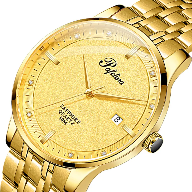 스타 방향타 5025ML Pafolina 브랜드 시계 소녀 새로운 디자인, 서리 낀 다이얼 숙녀 손목 시계, 골드 쿼츠 시계 다이아몬드