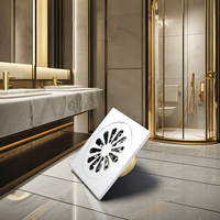 Couvercle de drain de sol à insertion de carrelage carré en laiton de style moderne Bonne vente Drain de douche Filigrane de salle de bain d'hôtel Chrome
