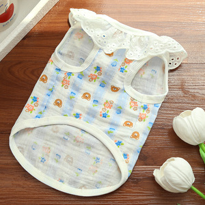 <b>Cute</b> Print 100% Cotton Breathable Lightweight Leisure Pet Clothes Vests Dresses Custom Logo Prevent Shedding Spring Summer Pet - Product Image 5