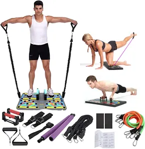 Conjunto de equipamentos dobráveis para ginástica, prancha para flexão e treino, ajustável, com faixas de resistência