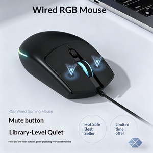 เมาส์แบบมีสายน้ำหนักเบา เงียบไร้เสียง พร้อมไฟ RGB ปรับแสงได้ ใช้ได้กับแล็ปท็อป แท็บเล็ต สำนักงาน และบ้าน - Product Image 2