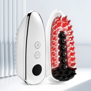 Dispositivos de Masaje Capilar KKS, Cepillo Masajeador de Cabeza, Vibración EMS, Alta Frecuencia, Peine de Luz Roja, Acero Inoxidable y Plástico - Product Image 1