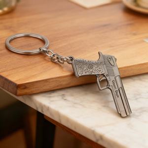 Porte-clés en métal en forme de pistolet, personnalisé, en alliage de zinc, étanche, de haute qualité, pour voiture, vente en gros - Product Image 3