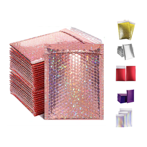 Customized Printed Logo Rose Gold Pink Foil Metallic Poly Bubble Mailers Padded <b>Envelopes</b> - Product Image 1
