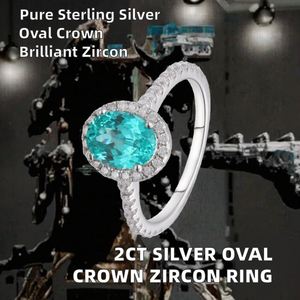 Bague Cocktail Classique 2.0Ct en Argent Sterling 925 Plaqué Platine/Rhodium, Couronne Ovale, Zircon 5A, Bijou de Mariage, Fiançailles, Soirée - Product Image 2