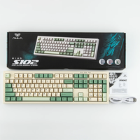 Clavier filaire USB AULA S102, interrupteur à membrane silencieux, 100% taille standard, rétroéclairage RVB, pavé numérique en silicone crème, PC/ordinateur portable/tablette