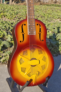 <span class=keywords><strong>Guitare</strong></span> résonnante à cône unique Aiersi, corps en laiton couleur soleil, trous de son Duolian F - Product Image 2