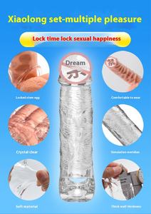 Silikon Spike Dot Rib Kondom Langlebige wieder verwendbare Penis abdeckung Crystal Male Extension Cover - Product Image 5