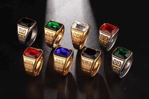 Nhẫn nam mạ vàng cao cấp, trang sức nam, nhẫn thép không gỉ khắc laser logo tùy chỉnh - Product Image 6