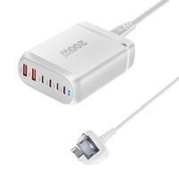 Bloc chargeur rapide USB-C 6 ports 200W GaN III PD avec support pour ordinateur portable et plusieurs appareils, matériau ignifuge