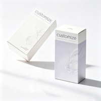 Boîte de sérum pour soins de la peau, logo personnalisé, blanche, minimaliste, motif goutte d'eau, impression botanique, carton pliable, emballage en gros