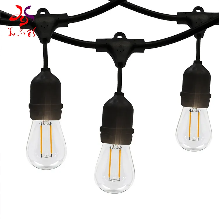 Bombilla Edison de brillo Vintage para exteriores, luces LED de cadena de bistró, 48ft, 2023 metros, 14,6