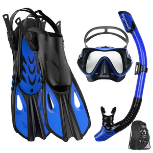 Juego de Aletas de Buceo Ajustables e Impermeables para Adultos con Máscara de Buceo Profesional (Vidrio Templado de 4.0 mm) - Product Image 1