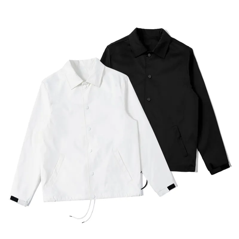 कस्टम लोगो बुने हुए कपड़े सामग्री जैकेट के साथ क्लासिक डिजाइन यूनिसेक्स वर्सिटी लैपल कॉलर कोच जैकेट स्प्रिंग फॉल विंडब्रेकर