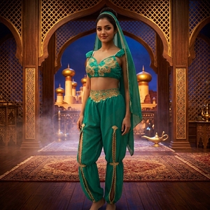 Nuevos y Atractivos Trajes de Ballet Color Borgoña para Adultos, Diseño Árabe e Indio, Trajes de Danza para Espectáculos, Material Jacquard - Product Image 6