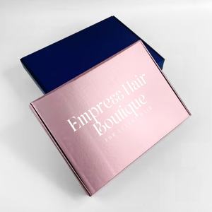 Metallic Rose Gold Recyclable Paper Corrugated Cosmetics Shipping Packaging Gift Mailer <b>Box</b> with Custom Logo and Custom Size - Product Image 1