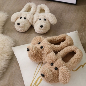 Chaussons d'intérieur chauds et antidérapants en peluche <span class=keywords><strong>pour</strong></span> hommes et femmes, motif <span class=keywords><strong>chien</strong></span> Teddy mignon, à bout fermé, <span class=keywords><strong>pour</strong></span> couple - Product Image 1