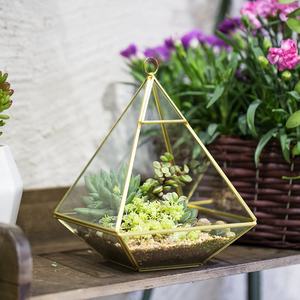 Luft pflanze Glas halter Vase Unregelmäßiges Gold Schwarz Kupfer Glas Geometrisches <span class=keywords><strong>Terrarium</strong></span> für Sukkulenten - Product Image 4