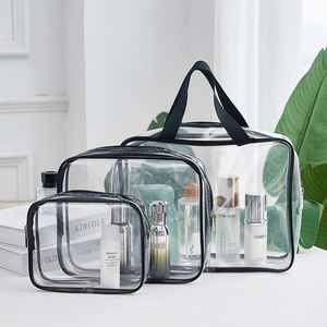 Wholesale Factory Price Travel Large Clear Makeup Cosmetic Organizer Bag <b>Plastic</b> <b>Tote</b> Bags Waterproof Transparent Handbag Purse - Product Image 1