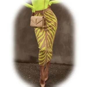 Gonna Lunga Aderente Verde con <span class=keywords><strong>Motivi</strong></span> e Cerniera per Donna, Alta Qualità, Casual, per Feste, 2020 - Product Image 1