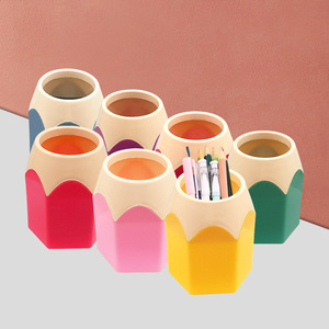 Creative Colored Pencil Tip Pen Holder Plastic Hexagonal Student Desk Storage Organizers - Product Image 3