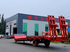 Semi-remorque à plateau surbaissé 4 essieux en acier haute résistance de marque chinoise renommée, avec col de cygne amovible, suspension mécanique, double freinage, 40 tonnes - Product Image 2