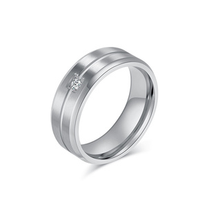 도매 반지 Bijoux En Acier 무산소 패션 남성용 스테인레스 스틸 지르콘 손가락 반지 - Product Image 1