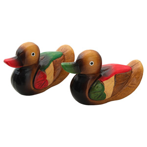 Figurines de canards en bois, 2 pièces, en pin, fabriquées à la main, style méditerranéen, décoration de chambre à coucher - Product Image 5