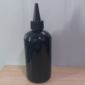 Envase Cosmético de Plástico Negro de 8oz/250ml, Botellas Vacías de PET para Aceites Capilares con Boquilla Aplicadora Dosificadora - Product Image 1