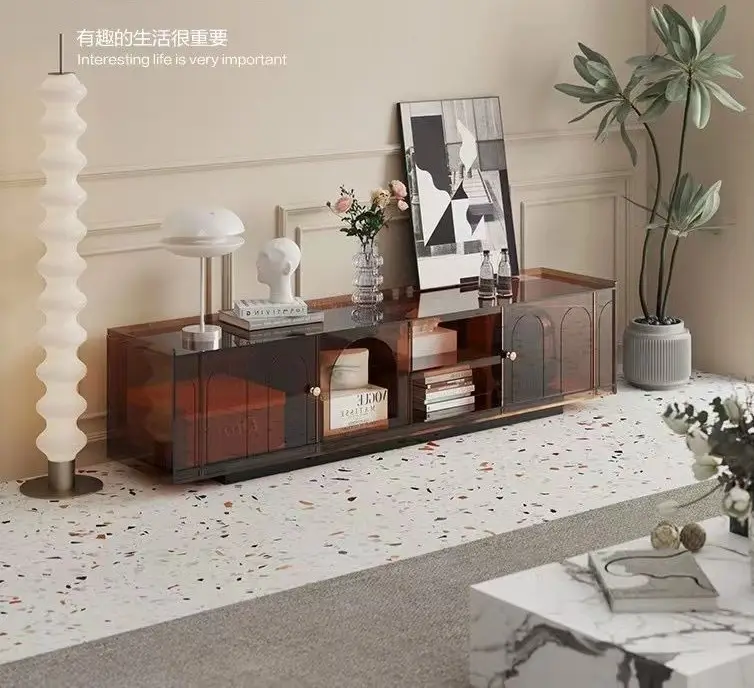 Italian Light Luxury Style Living Room TV Cabinet Acrylic Modern Simple Storage Bedroom TV Cabinet