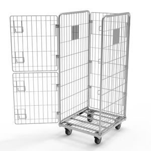 Jaula antivuelco para lavandería L710xD800xH1800mm Carro de contenedor de rollo logístico galvanizado para servicio de lavandería de lino Equipo de carga y almacenamiento - Product Image 4